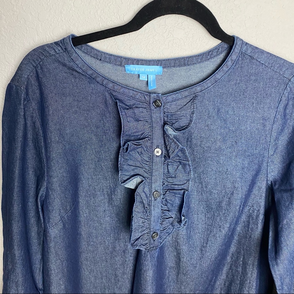 Draper James Chambray Bell Sleeve Ruffle Dress - Picture 6 of 6